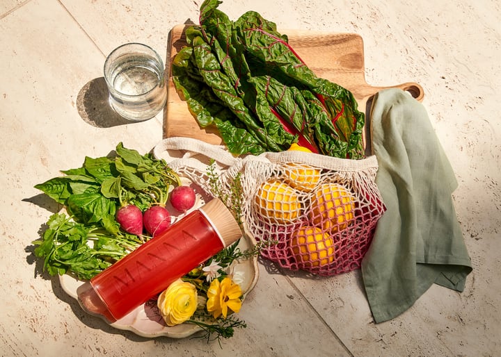 Fresh greens on the cutting board